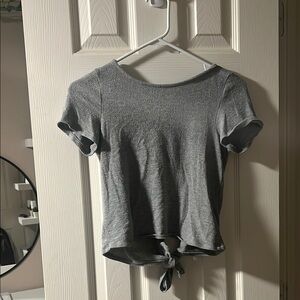 Gray Women's Tie-Front Top